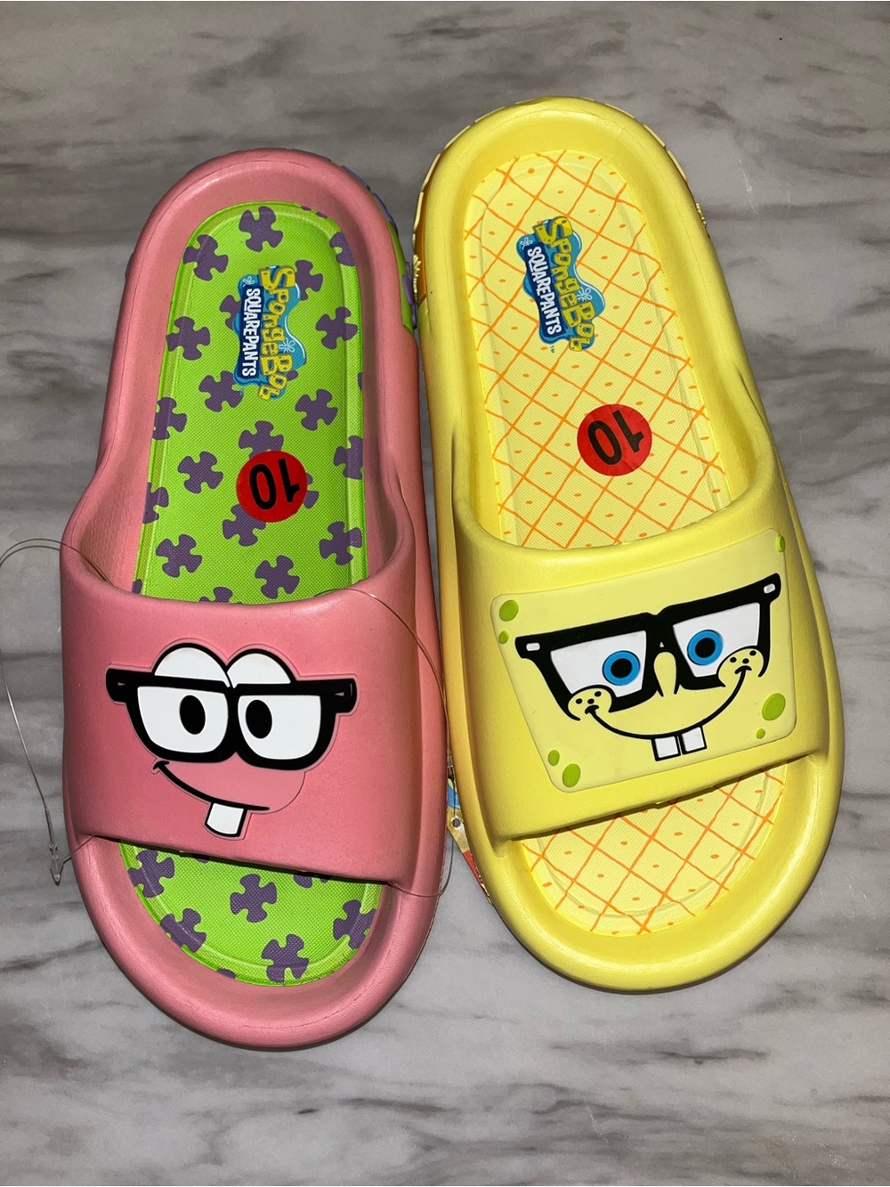 NWT SpongeBob SquarePants & Patrick Star Slide Sandals – Size 10 Men’s